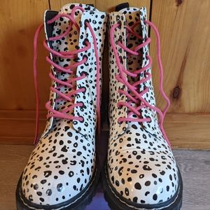 Betsey Johnson Cheetah combat boots